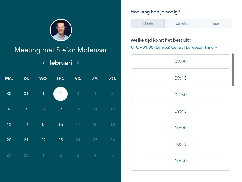 Plan meeting met Stefan HubSpot
